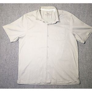 Tommy Bahama Catalina Stretch Twill Silk Blend Short‎ Sleeve Shirt Mens XXL Gray